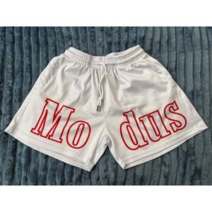 Modus White Mesh Athletic Shorts Casual Activewear Sportswear Gym Mens